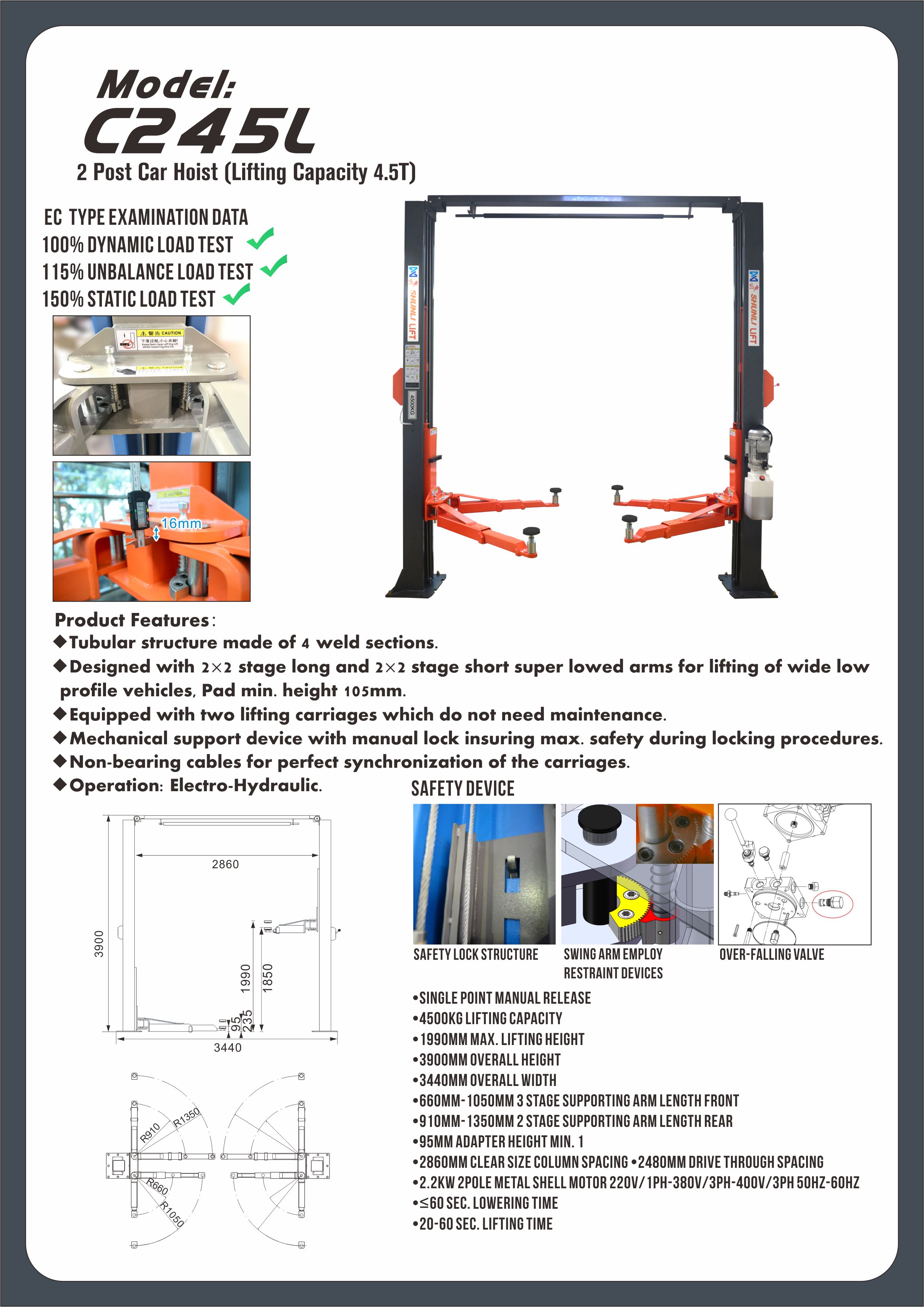 C245L Clear Floor Two Post Lift